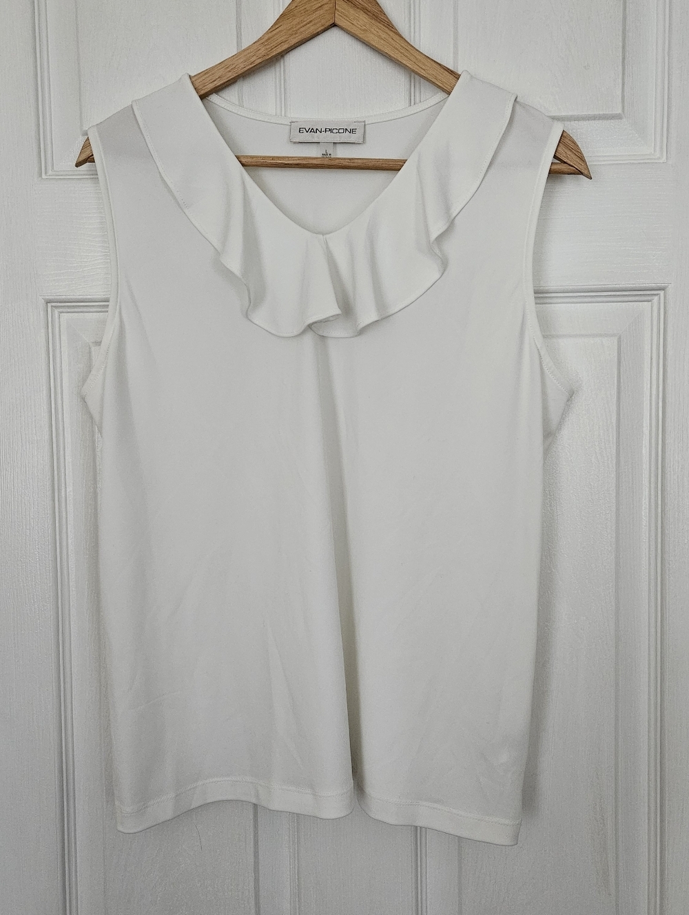 Sleeveless White Ruffle Top Evan Picone L